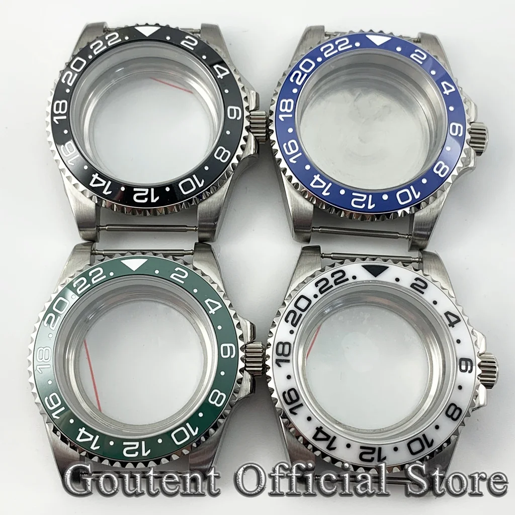 Goutent 40mm Sapphire Glass Watch Case Green Black Ceramic GMT Bezel Fit NH35 NH36 Miyota 8215 821A ETA2836 2824 PT5000 Movement