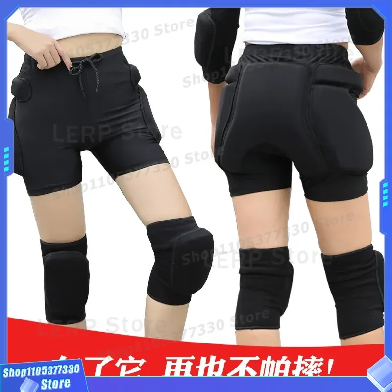Adult Hip Protection Pads for Roller Skating Anti Drop Pants with Knee Guards Full Set Protective Gear for Single Double