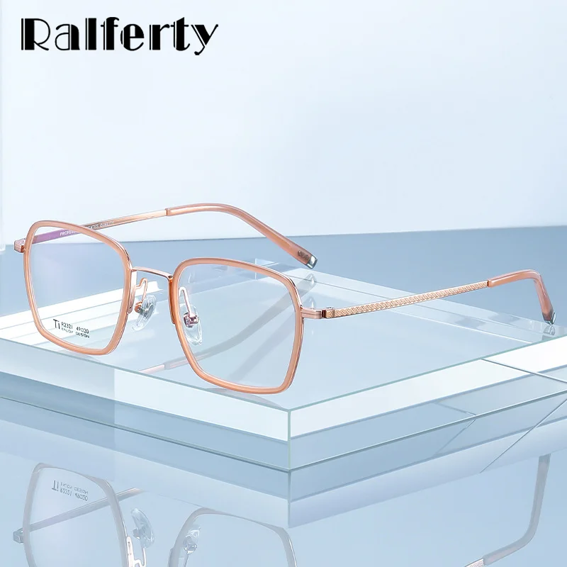 

Ralferty Flexible Pure Titanium Women's Eyeglasses with Frame Square Prescription Myopia Glasses Frames Men 0 Diopter Spectacle