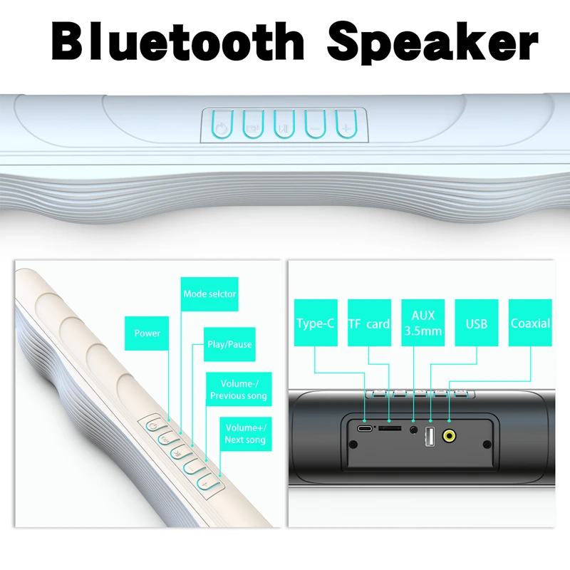 Home theater HIFI Portable Wireless Bluetooth Speakers column Stereo Bass Sound bar FM Radio USB Subwoofer for Computer TV Phone