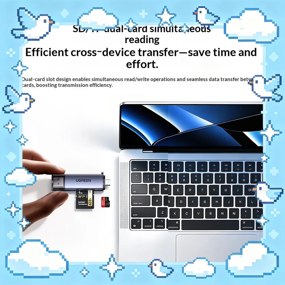 UGREEN 50706 CM185 USB C USB 3.2 SD TF Card Reader Dual Slot Memory Card Adapter for Computer Laptop