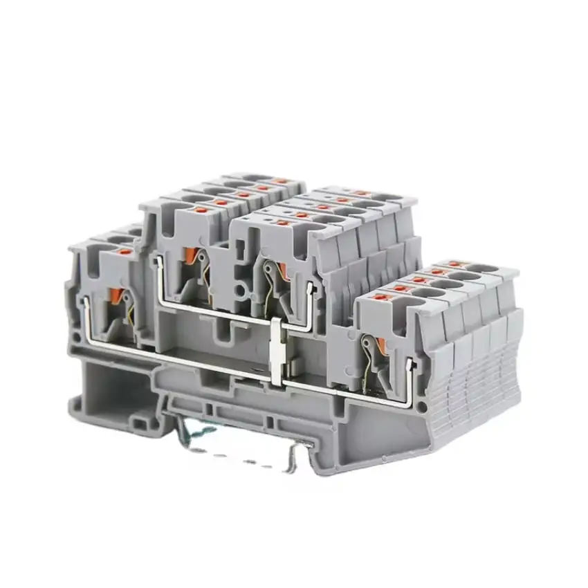 

40pcs PTTT4-PV 500V/32A 4m㎡ Top Contact Push-in Double Level Spring Cage RPVTT4-PV Din Rail Terminal Block Approved U/L CE RoHS