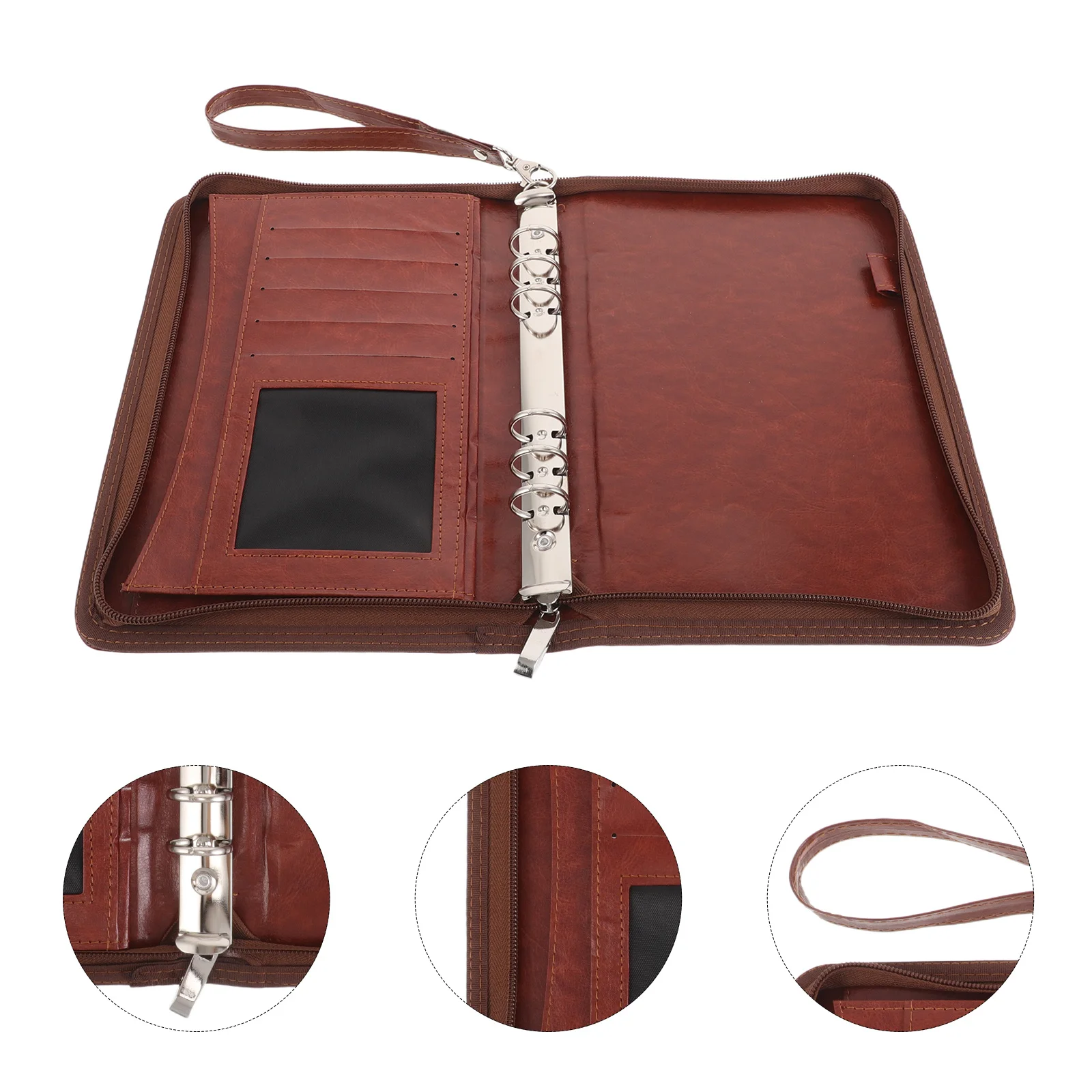 

Refillable Loose Leaf Portfolio Binder Zipper Padfolio Artificial Organizer Office Business Document Folder Note Taking