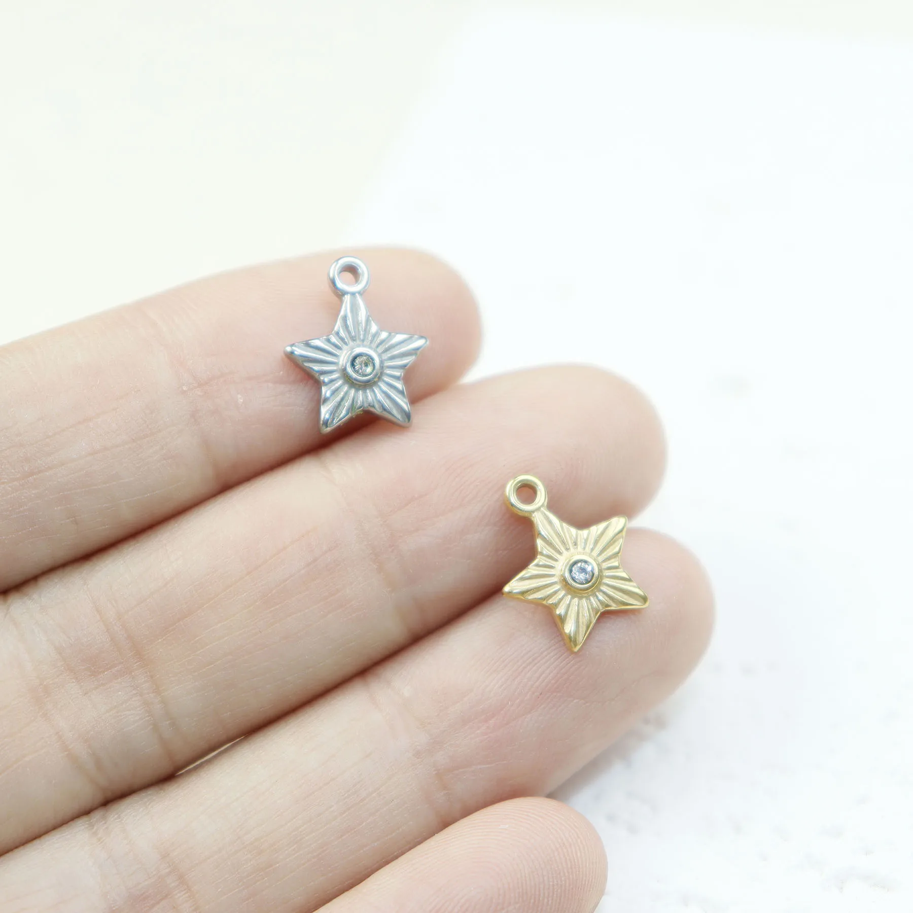 5pcs Stainless Steel Star Stone Fashion Jewelry Accessory Charms Pendant DIY Handcraft Vacuum Plate Waterproof Antiallergic