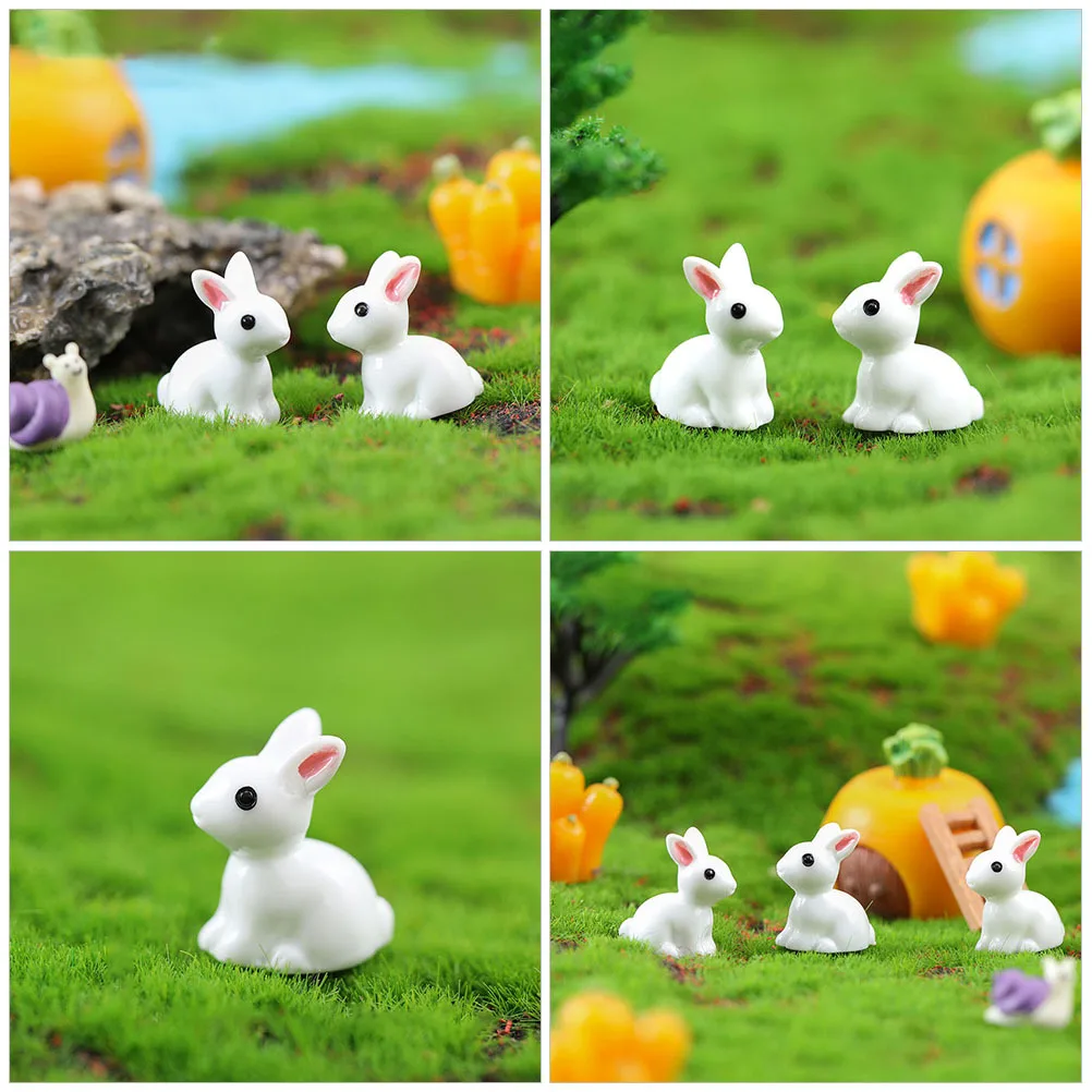 

40Pcs Mini Bunny Resin Animals Small Lightweight Miniatures for Micro Landscape Garden Cake Car Decoration Bunny Figurines