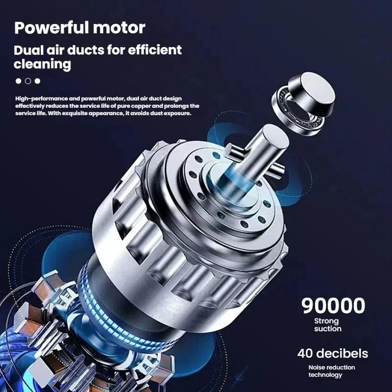 Car vacuum cleaner cleaning high-power mini-charging multifunctional blowing and sucking lighting hand-held convenient small car image 3
