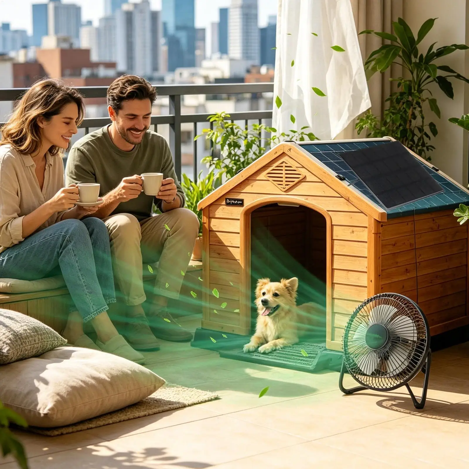 Solar Greenhouse Fan 5W Waterproofed Air Circulation Cooling Solar Outdoor Fan for Chicken Coop Dog Den Greenhouse Shed Storage