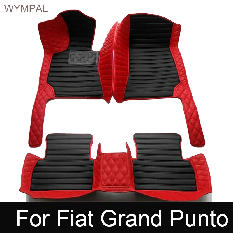 Custom Automotive Car Floor Mats For Fiat Grand Punto 2005 2006 2007 2008 Auto Luxury Leather Men Women Car Mats Full Coverage