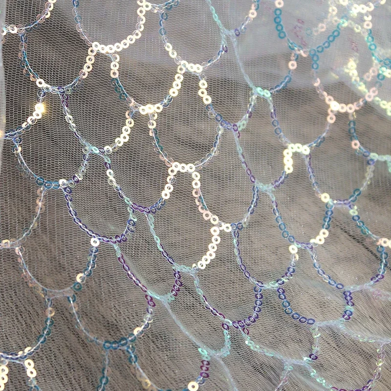 Mesh Sequin Creative Gradient Skirt for Dress Designer Fabric Wholesale Cloth Apparel Sewing Diy Material