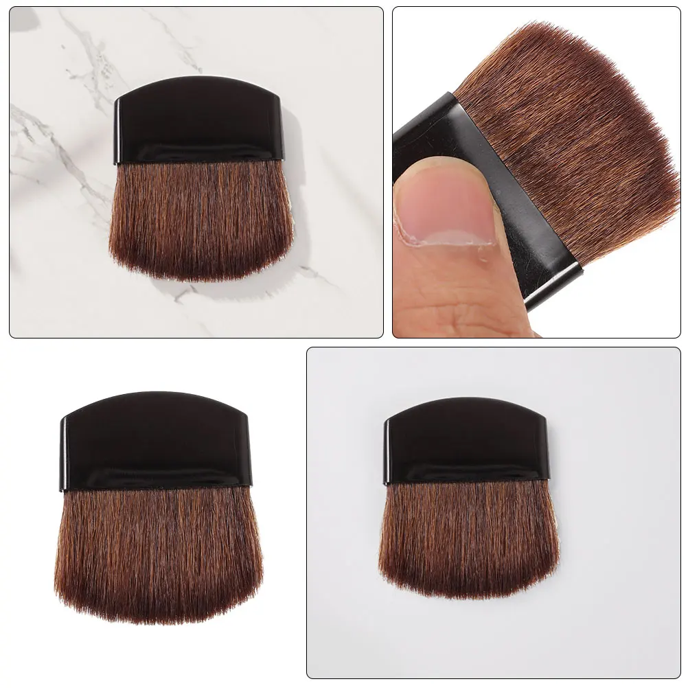 Juego de 3 brochas de maquillaje con cerdas suaves para base, colorete, polvo, crema líquida, brochas portátiles mini de viaje para el rostro de mujer