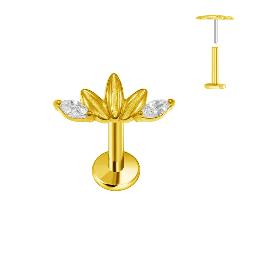 G23 Titanium Star Labret Piercing Push In Heart Earring Stud Threadless Cartilage Flatback Nose Stud Piercing Body Jewelry