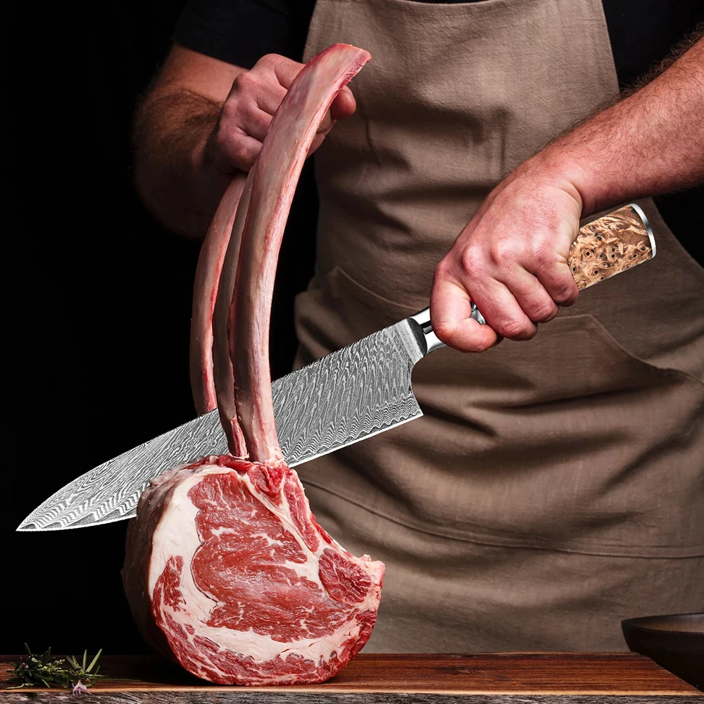 

Professional 8-Inch Chef's Knife Japanese Damascus Steel Sashimi Sushi Slicing Knife Ergonomic Handle Kitchen Cutting Tool