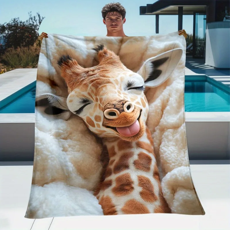 [Giraffen-Überwurfdecke] 1 Stück Giraffe in weicher Bettüberwurfdecke – leichtes Flanell-Fleece mit Digitaldruck