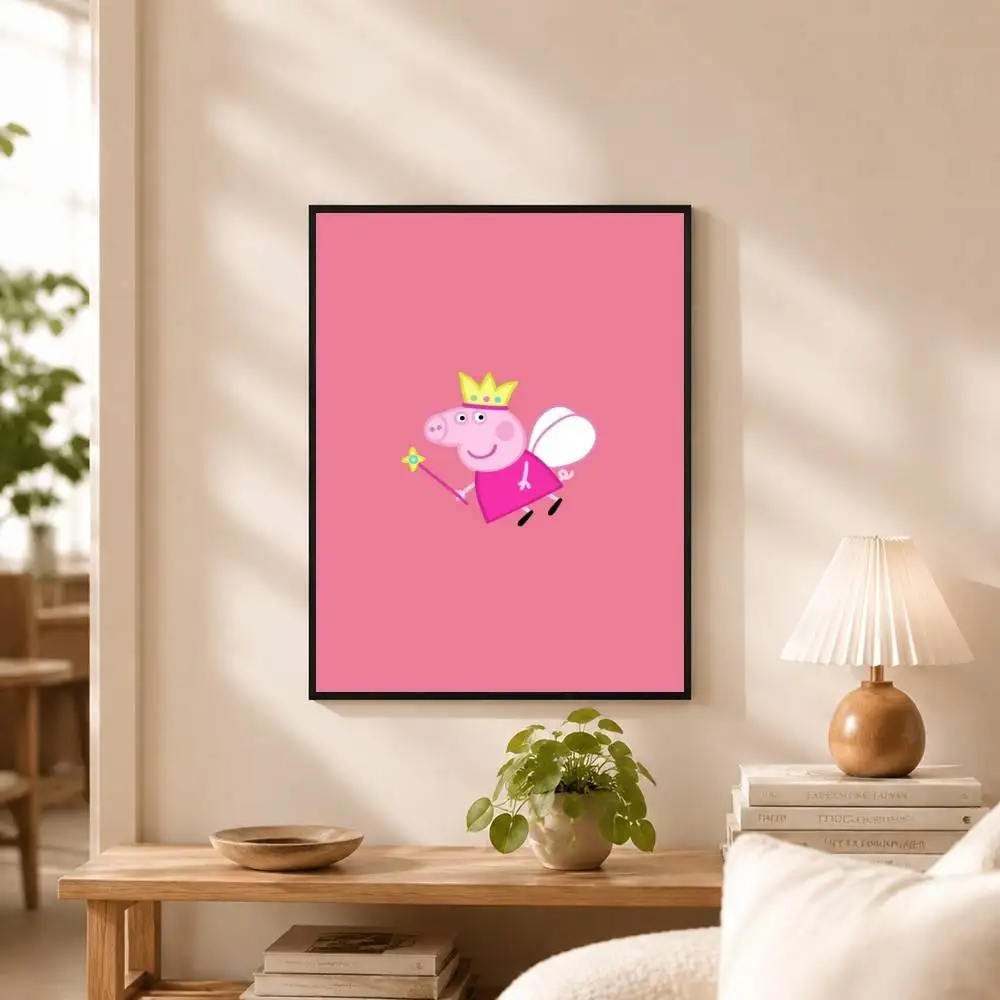 Pink P-P-Peppas-es Pigs Poster Waterproof Wall Art Sticker For Bar Living Room Vintage Decor High Quality Print Gift view 3