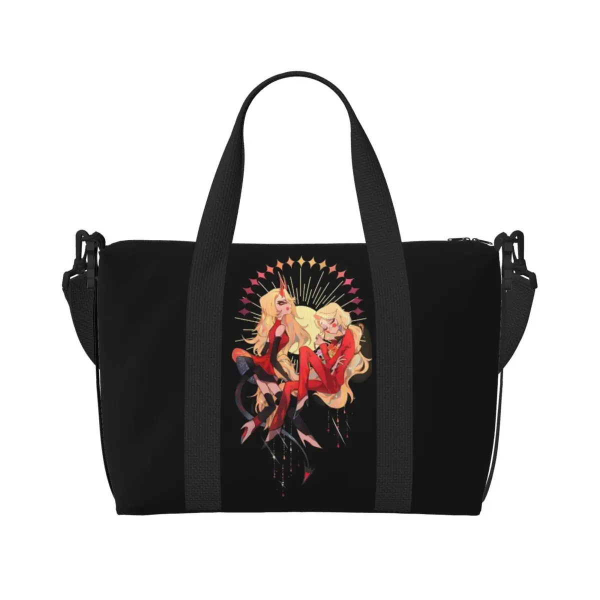 

Изготовленная на заказ большая сумка для отелей Hazbins, женская сумка для покупок с героями мультфильмов, пляжная дорожная сумка для спортзала