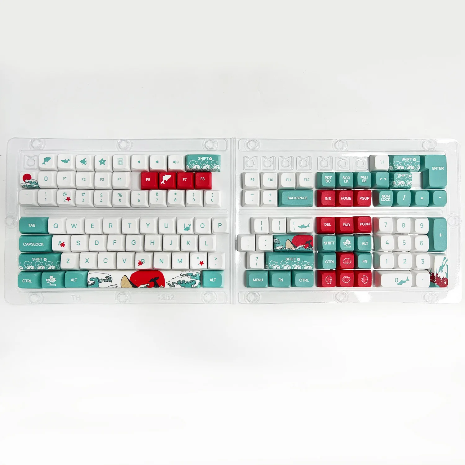 Cool Coral Sea XDA Dye-sub PBT keycaps for 61 68 84 87 81 96 98 104 10 keys mechanical keyboard customized shark keycaps switch