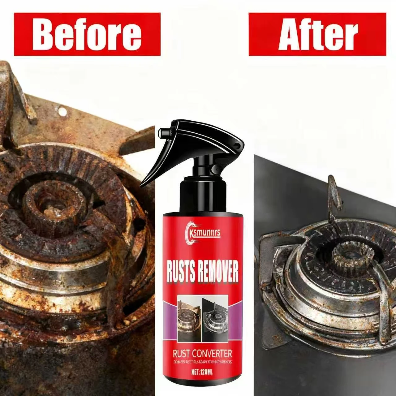 Ksmunnrs 120ML Rust Remover Spray, Instant Results Multi-Purpose Rust Inhibitor for Metal Surfaces, Fast-Acting Rust Removal & P image 4