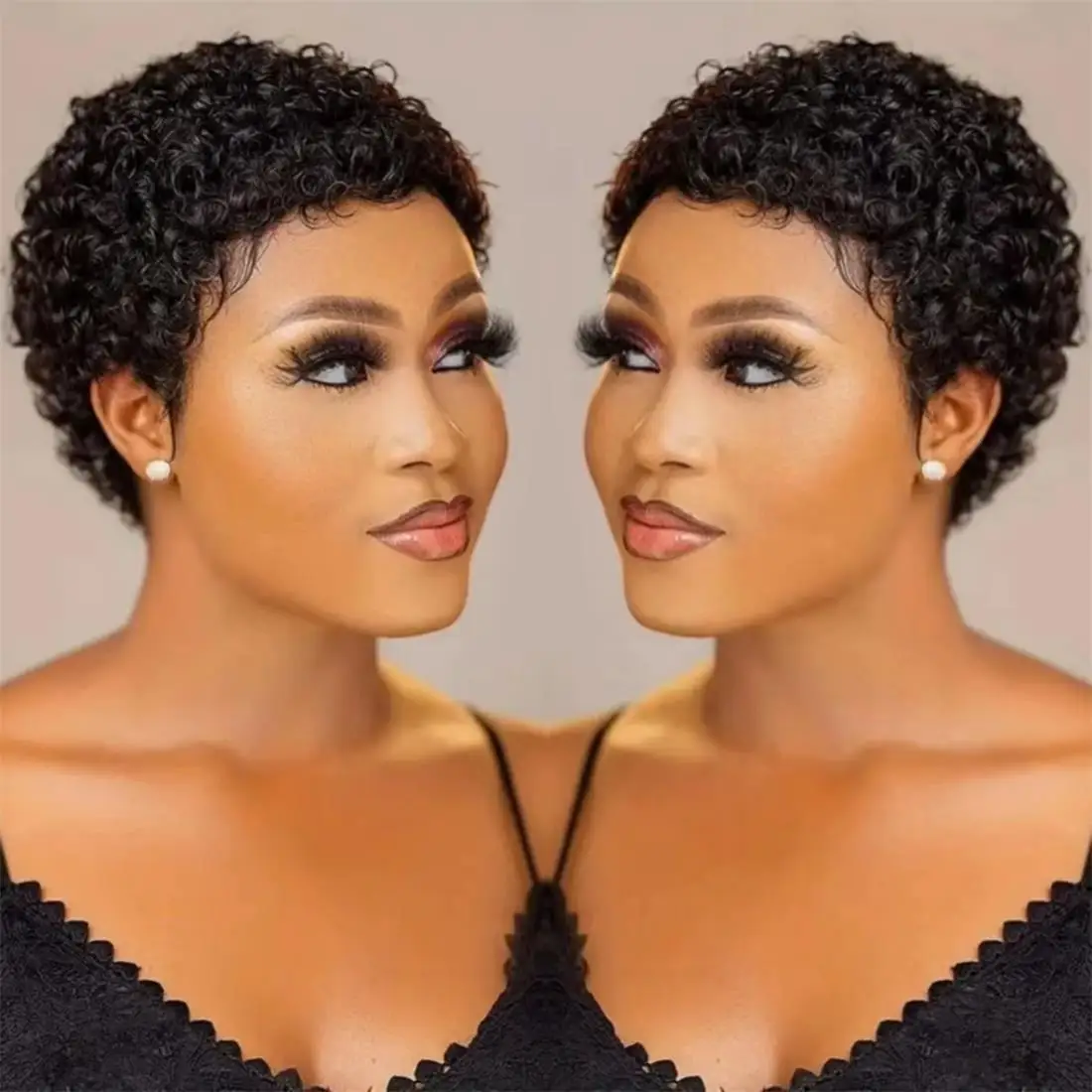 Short Kinky curly hair wig human hair fully machine made real hair wig Brazilian hair suitable for women #27 #30 #99J #1B  ﻿