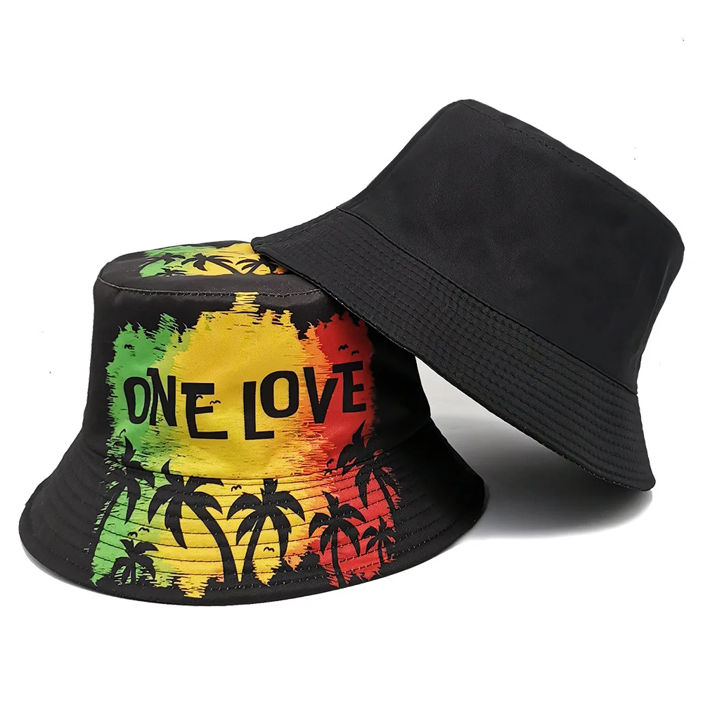 Fashion Graffiti Letters Print Bucket Hat For Men Women Double-sided Wear Wide Brim Sun Hats Soft Foldable Fisherman Caps