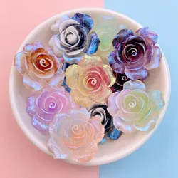 5Pcs New Cute Resin Sparkling Roses Series Flat Back Parts Embellishments For Hair Bows Accessories