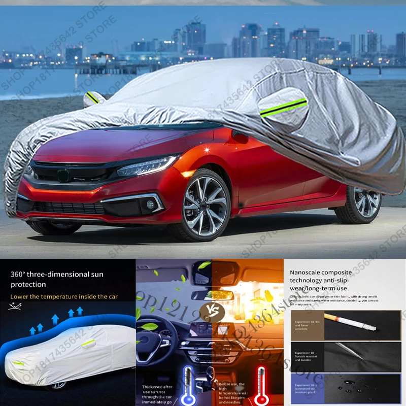 Full Car Cover Compatible with Honda Civic 2016-2021 Sedan All-Weather Sun Rain UV Dust Proof Rain Outdoor Indoor Protect