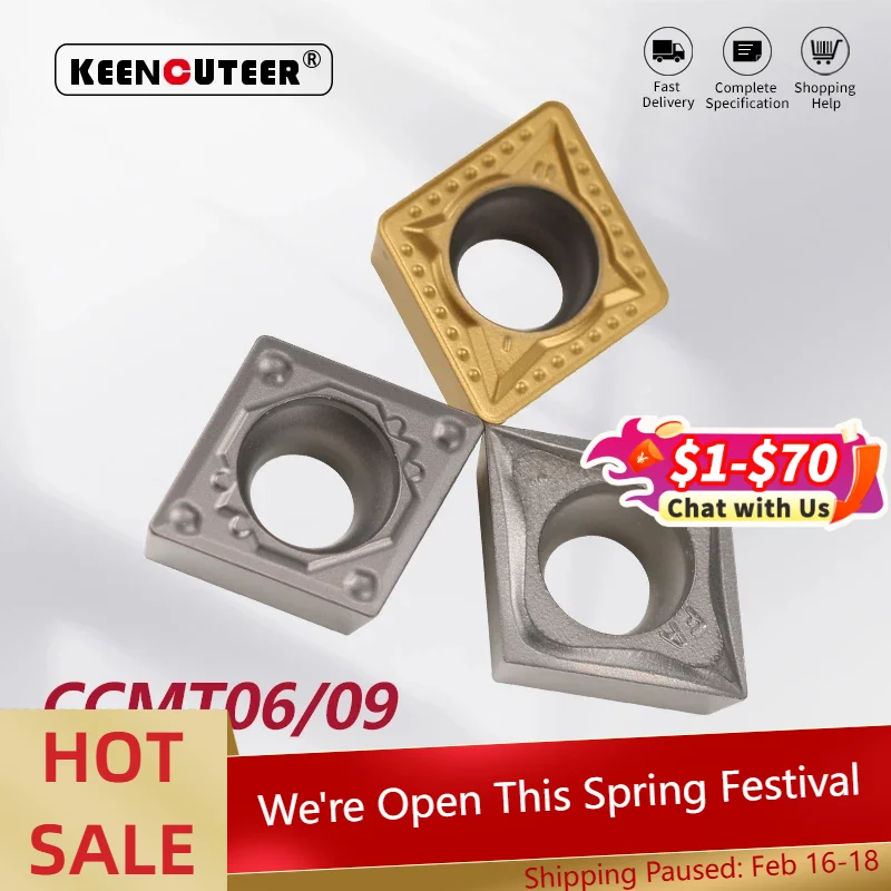 

CCMT 060204 CCMT09T302 CCMT09T304 CCMT09T308 Твердосплавная вставка для Cermet SCLCR/L Внешний токарный инструмент Лезвие Детали токарного станка Резак с ЧПУ