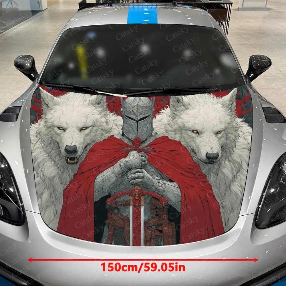 Knights And White Wolves For Decorating Car Covers Vinyl Decals For Cars, SUVs And Trucks. Auto Accessories.