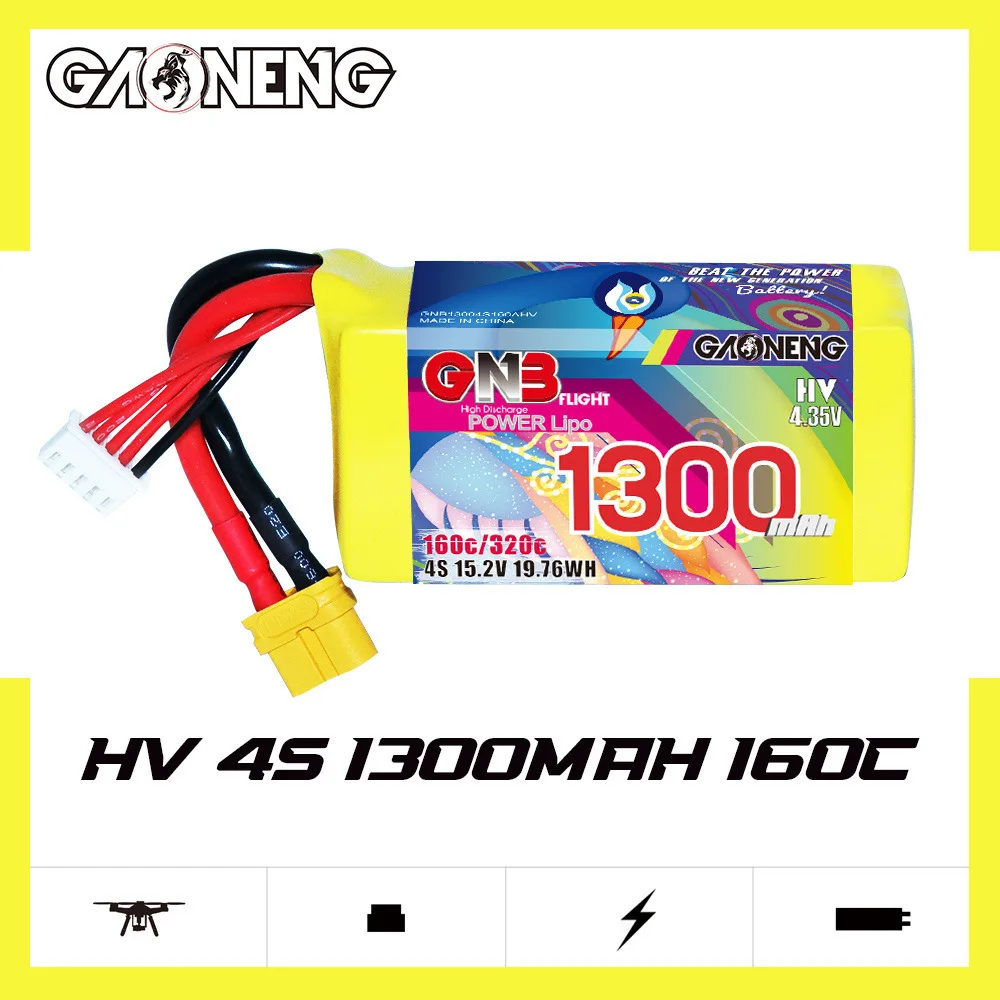 4pcs GNB 4S 15.2V 1300mAh 160C/320C with XT60 Plug for Drone Remote Controlled FPV Quadcopter Helicopter Aircraft Parts Hobby