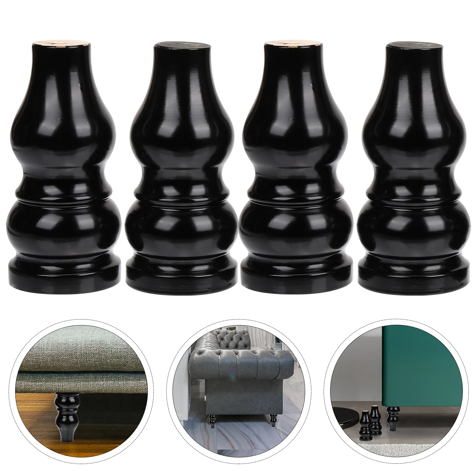 4 قطعة أرجل الأريكة أقدام أثاث خشبية بديلة ديكور لخزانة الطاولة وأرجل الطاولة القصيرة وأقدام الأثاث #5