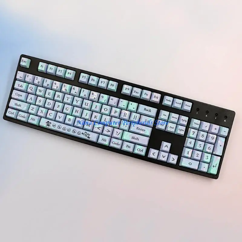 F68C 112PCS KEYCAPS 5-SIDE KEYCAP-CAP ANSI تخطيط 61/87/104/108 مفاتيح لوحة المفاتيح الميكانيكية الشخصية