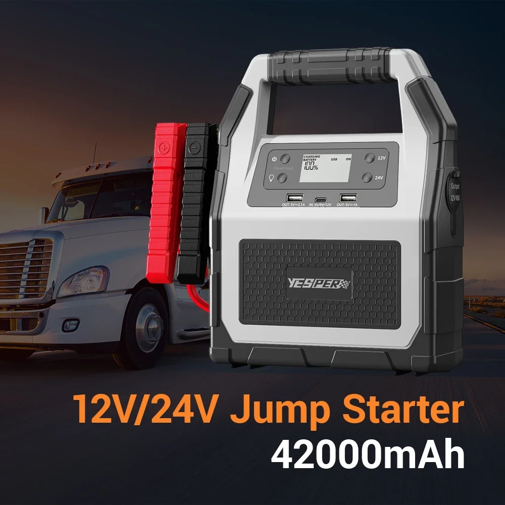 

YESPER 24v Jump Starter 42000mAh Booster For Car Starter ALL Gas 6000A Car Battery Booster 24V Car Battery