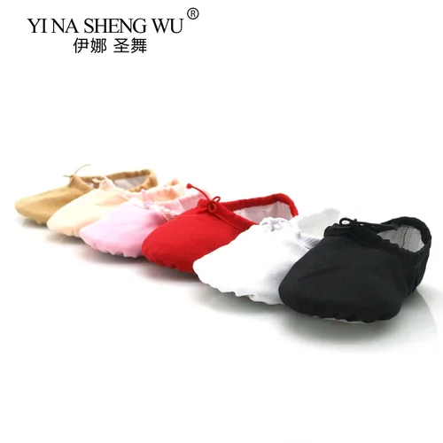 Imagen 2 del producto Zapatos de baile de Ballet para niñas de 2 estilos, zapatillas de baile de Ballet de suela suave de lona, zapatos de práctica de baile para niños, zapatos de baile de punta
