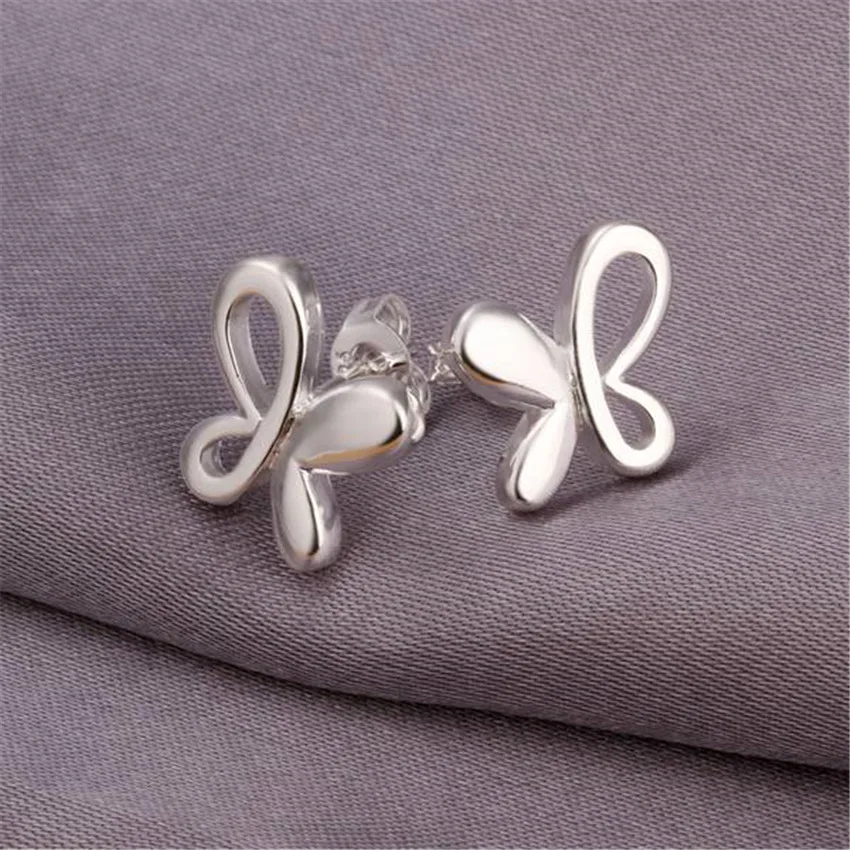 

New Selling 925 Sterling Silver Earrings For Women Cute Jewelry All-Match Trend Butterfly Earrings Ear Studs Christmas Gifts