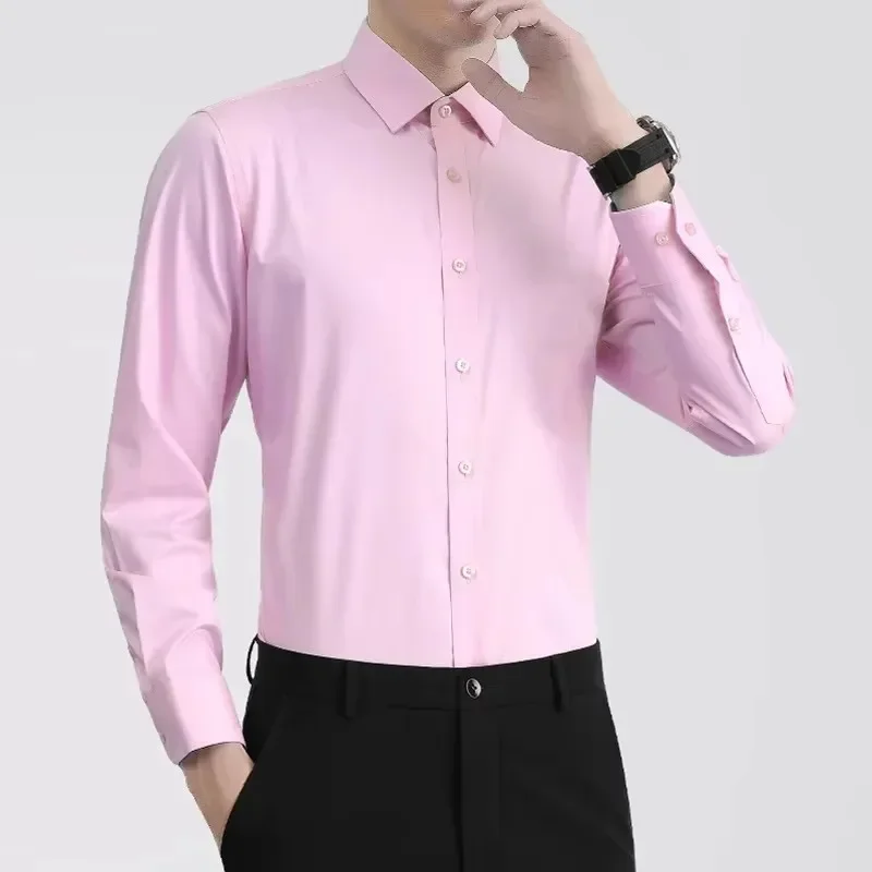 Chemise blanche à manches longues pour hommes, coupe couvertes avec costume, vêtements de travail professionnels et formels, 2 paires