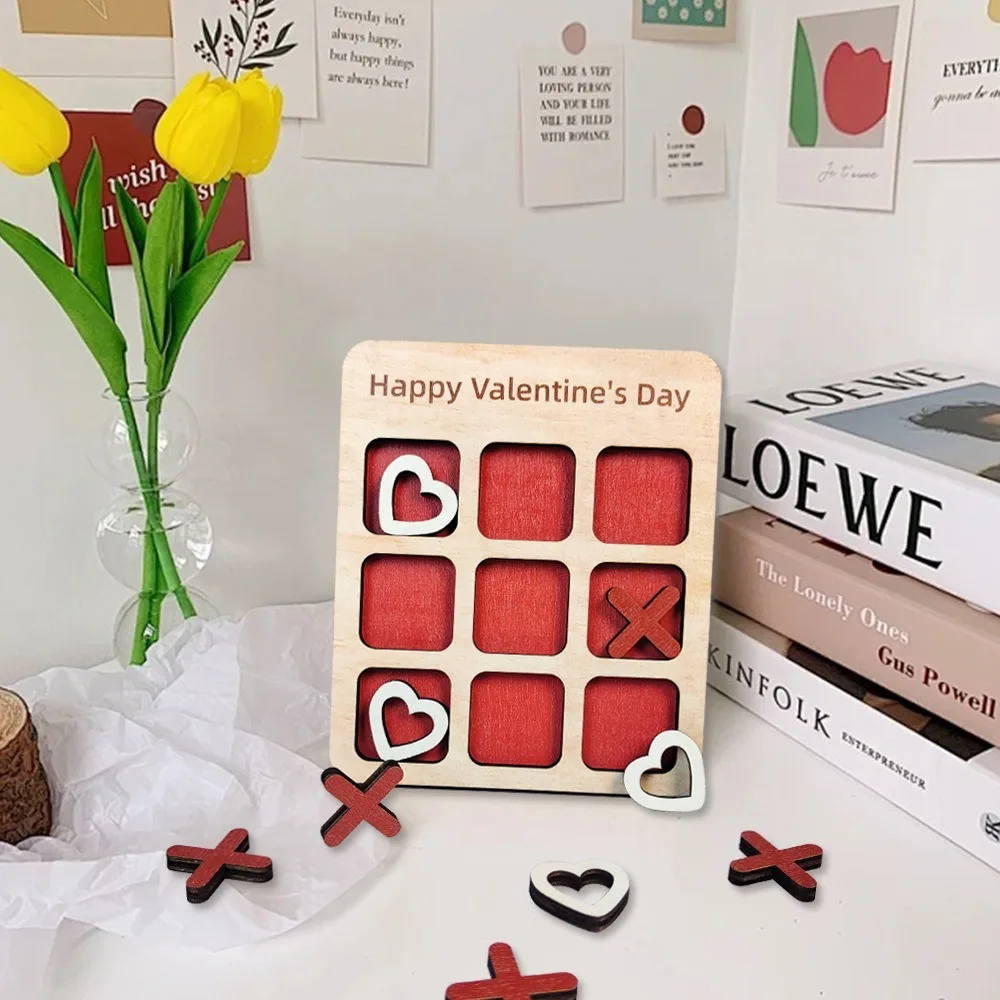 Pädagogisches romantisches Valentinstag-Brettspiel, Mini-Liebesschach aus Holz, Liebesstrategie aus Holz, pädagogisch, interaktiv