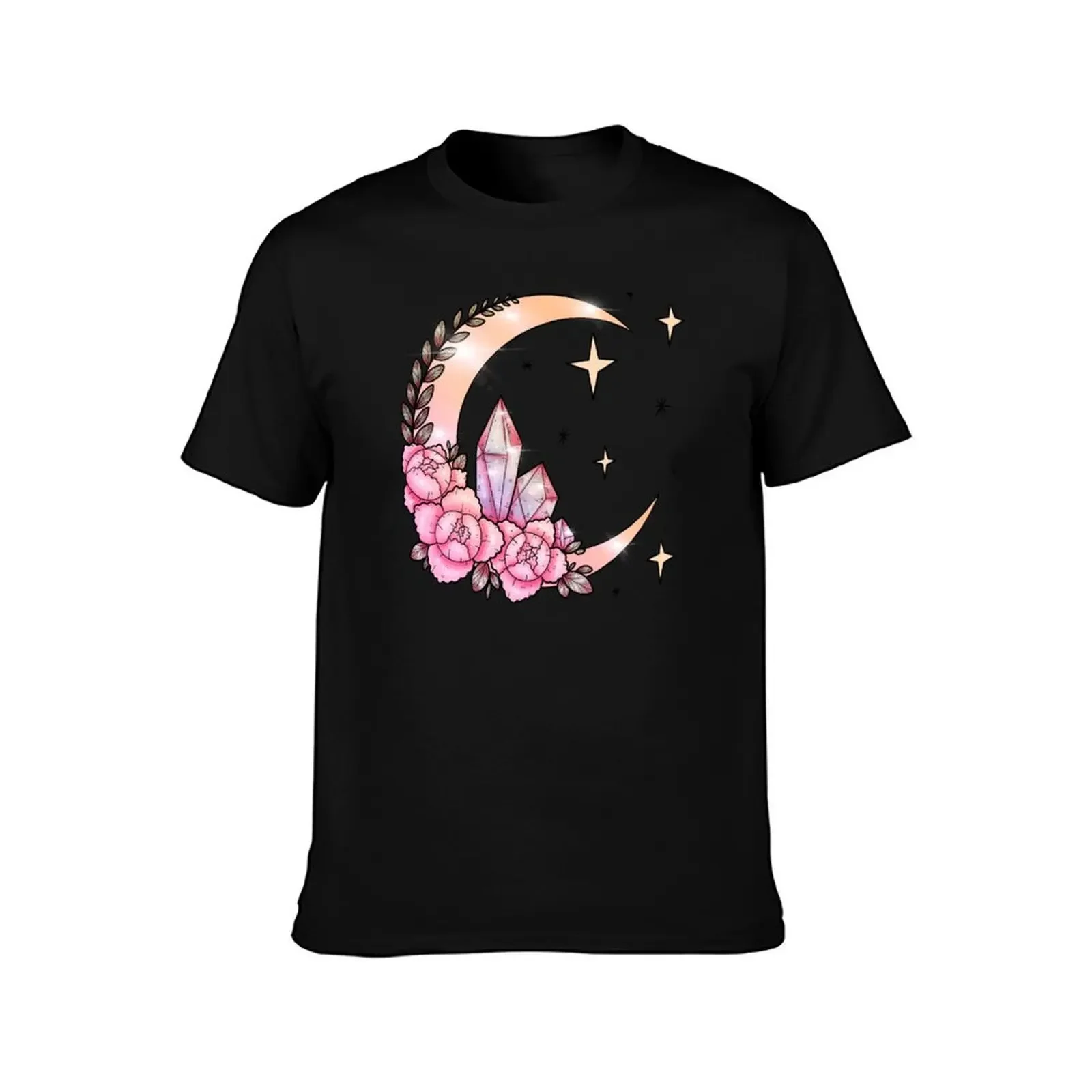 Moon +Crystals T-Shirt aesthetic clothes baggy shirts mens champion t shirts