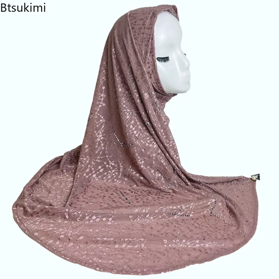 Nouveau femmes musulmanes Hijabs Premium brillant strass écharpe malaisie châle élégant foulard musulman enveloppes doux Turban bandeau châle