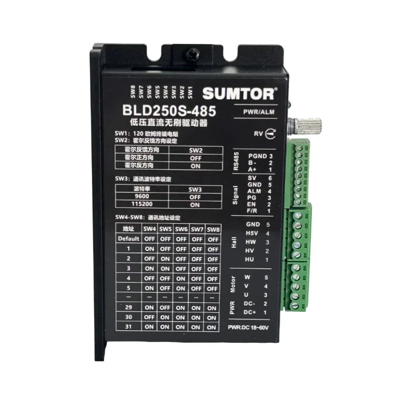 

Драйвер двигателя BLDC 18-60 В постоянного тока Контроллер двигателя BLD250S-485 с контролем связи RS485