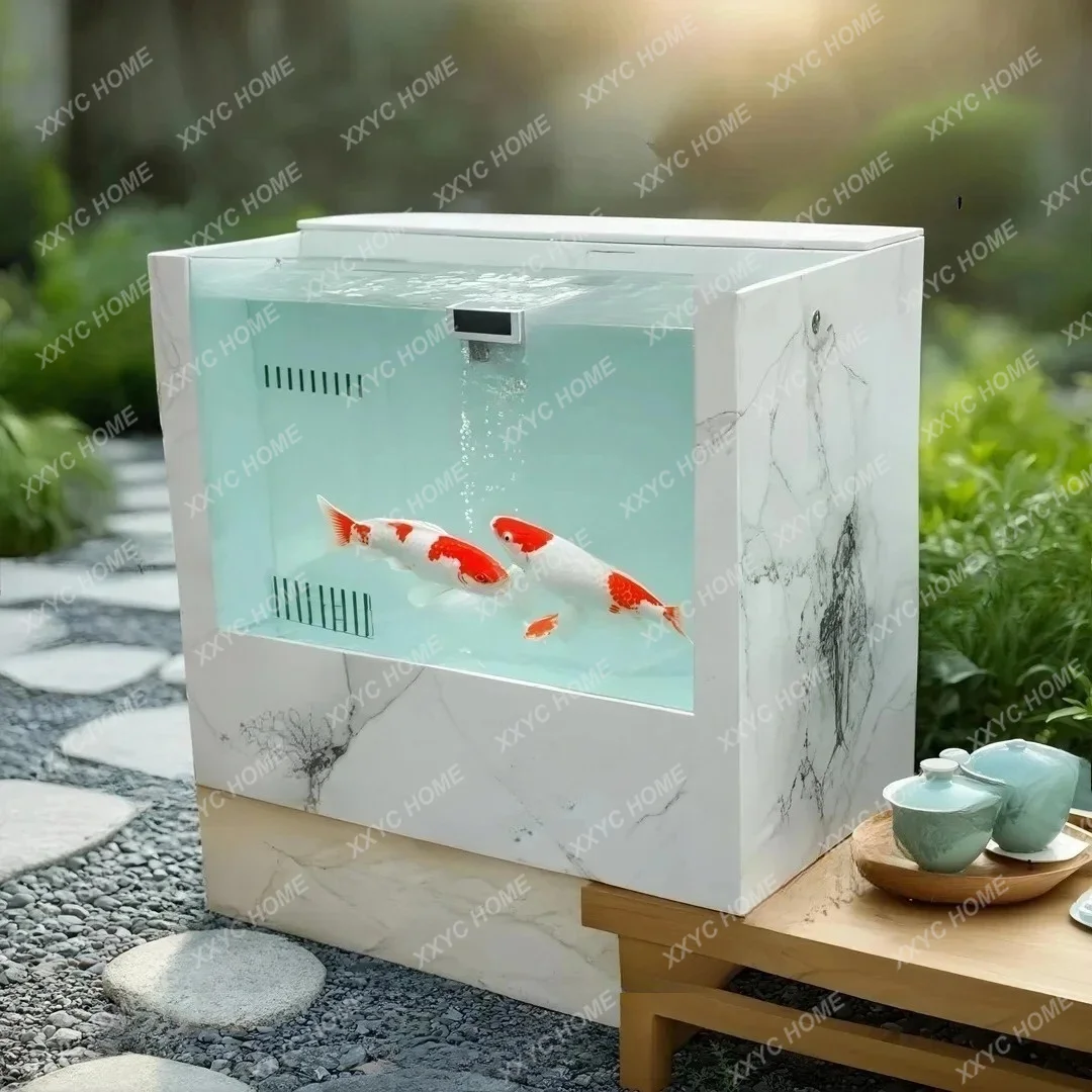 

Balcony rock slab fish pond back filter stone fish tank landscape custom water table ornament outdoor home