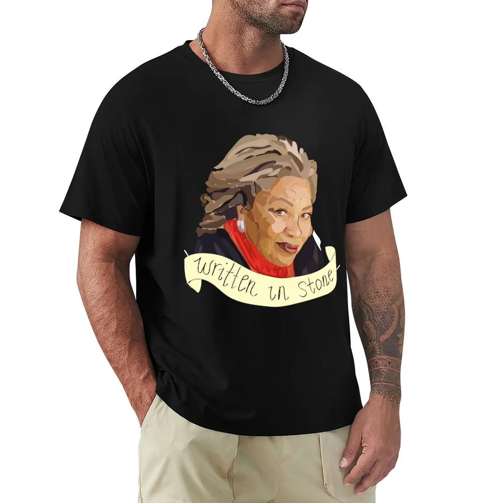 toni morrison grinnell commemorative emblem T-Shirt cotton t-shirt plain for man package T-Shirt
