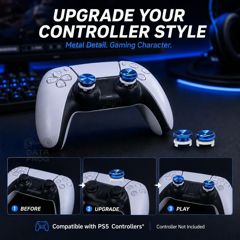 DATA FROG Metal Heightened Thumb Grips Analog Joystick Extender Caps For PS5 Edge PS5 PS4 PlayStation Controller Anti Slip Acc view 6