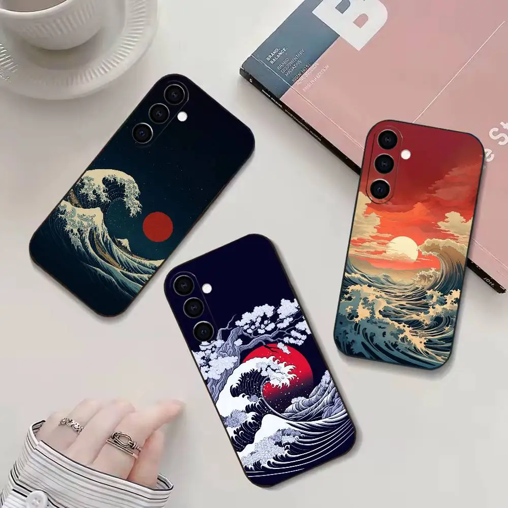 

Ocean Waves Ukiyo-e Creative Phone Case For Samsung Galaxy A91,80,73,72 ,71,53,52,32 ,31,22,21s,20,Soft Black Case