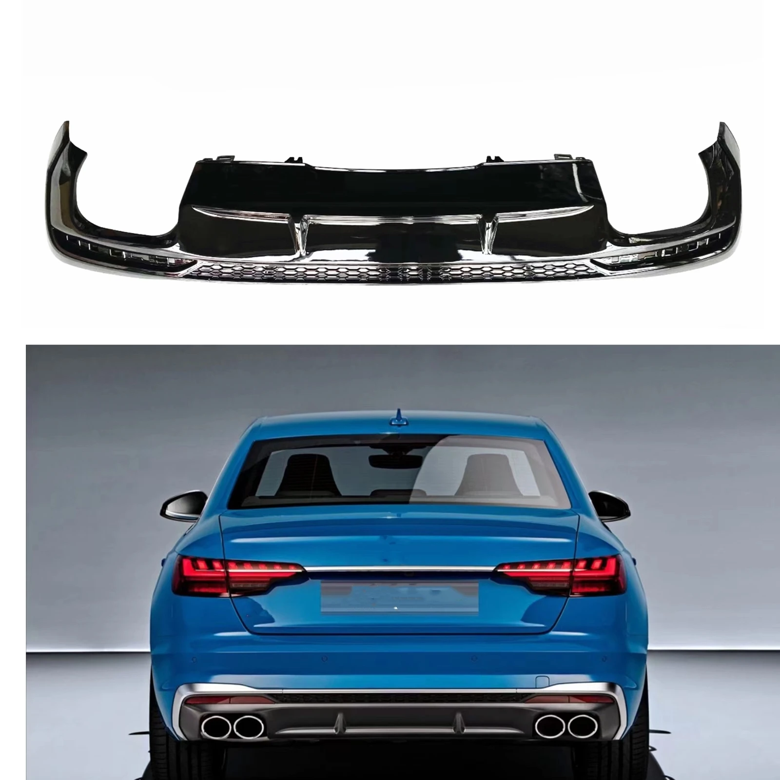 Car Rear Bumper Diffuser Lip Boot Splitter Guard Board Spoiler Plate For Audi A4 Sport RS4 2020-2022