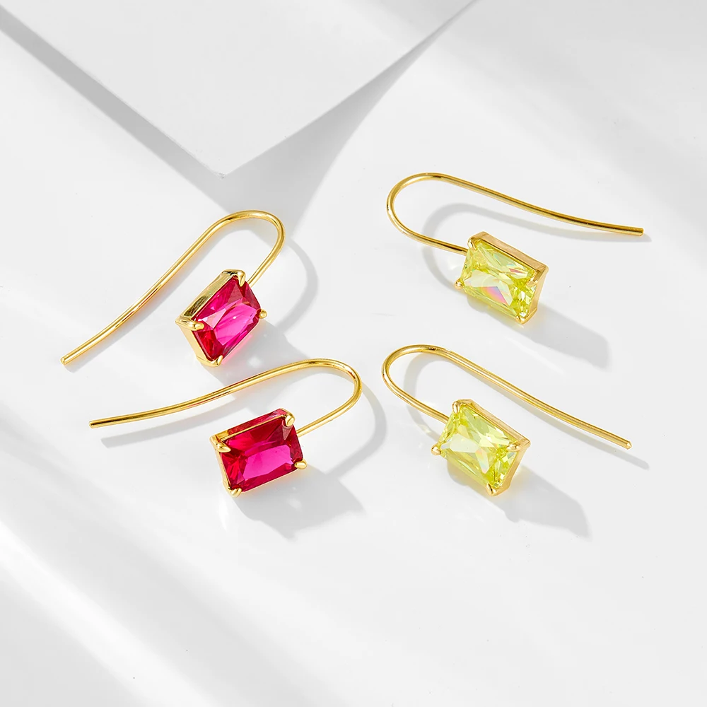 Trendy Earrings peridot green garnet red zircon Jewelry 14K Gold plated 925 Sterling silver Hooks Earrings For Women