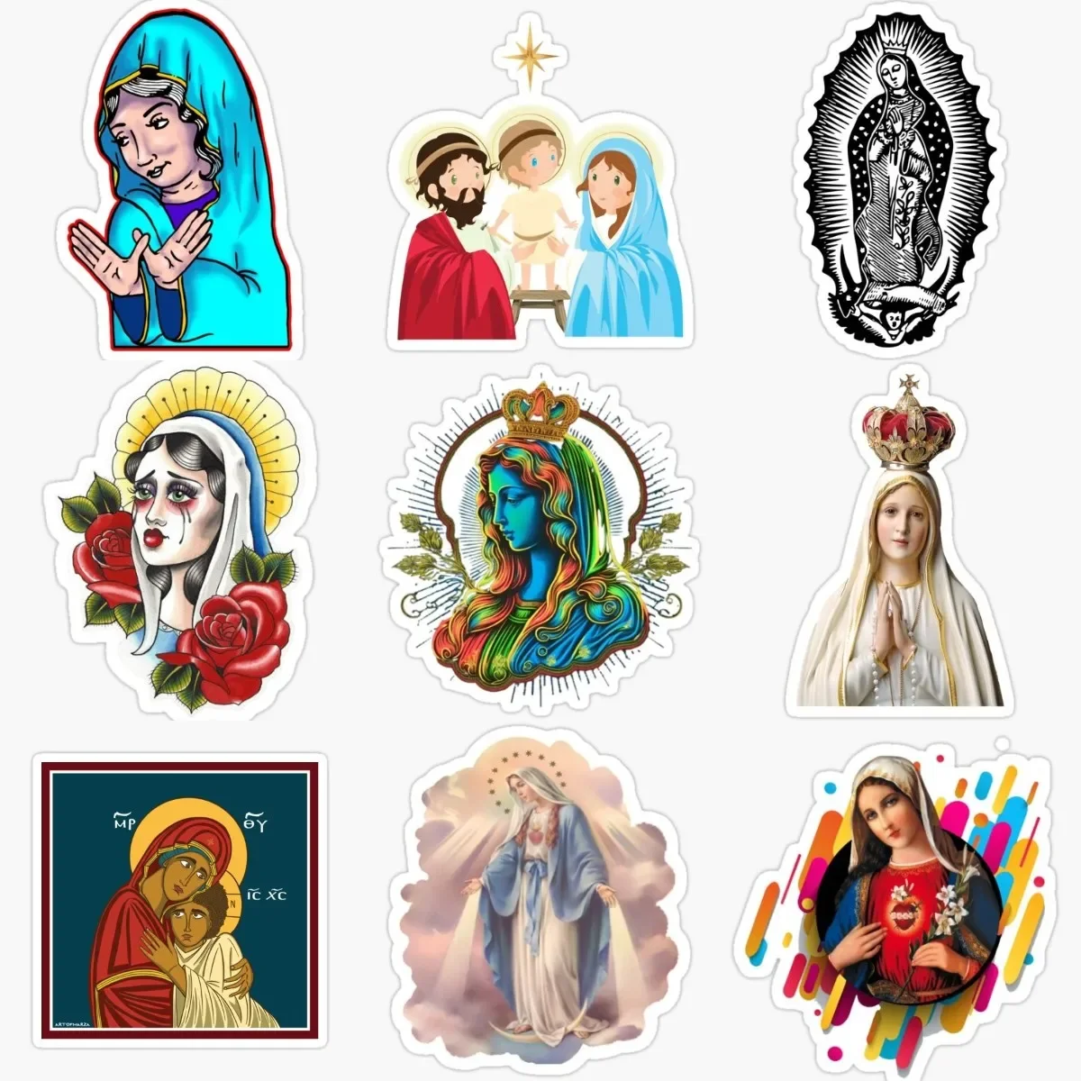 

Virgin Mary Jesus Christ Creative PVC Waterproof Stickers Accessories for Decorate Car Table Wall Off-road Helmet Camper Van