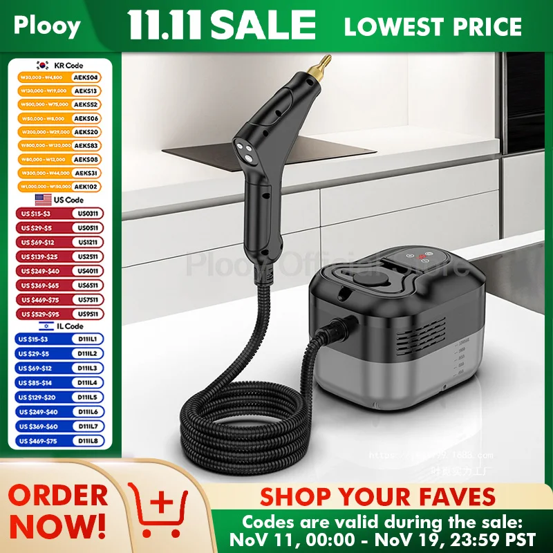 3800W High Pressure Steam Cleaner 6 Gears 1.7M Hose For Home Sofa Kitchen AC Disinfection Oil Stain Removal Multi functional