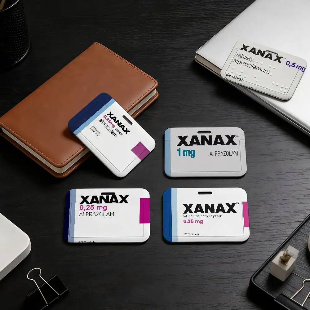 

Funny Xanax Black Nylon Lanyard Card Holder Set ID Preventing Loss