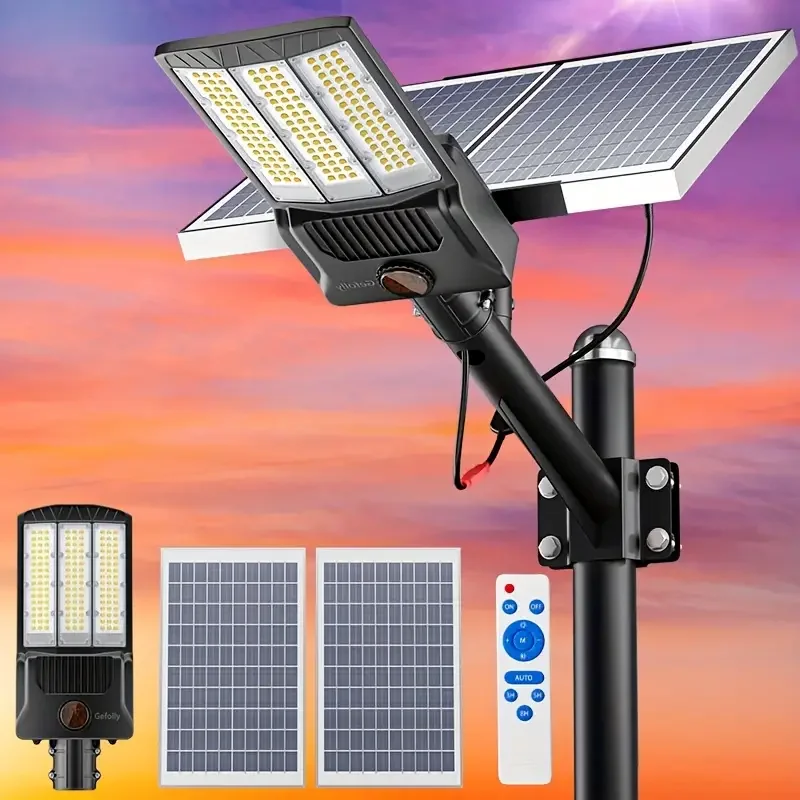 Luz Solar de 25000mah con 2 paneles solares, farola Solar para exteriores con Sensor de movimiento, lámpara de pared para jardín, luz de inundación Solar para estacionamiento