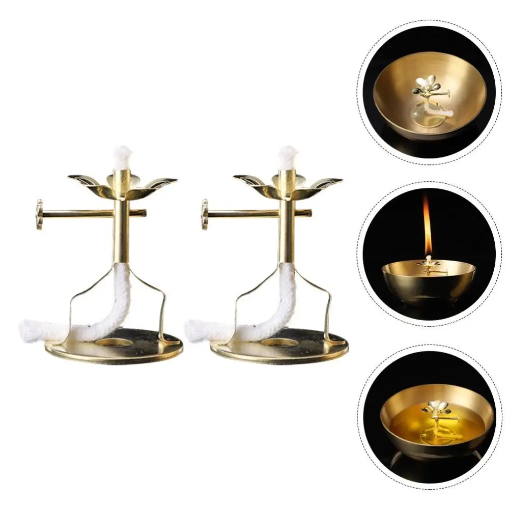Adjustable Telescopic Lotus Alloy Brass Oil Lamp Buddha Supplies Wick Base Wick Holder Wick Stand