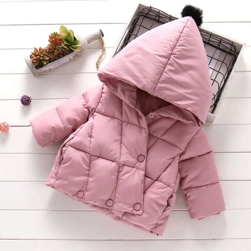 Hooded Children Outerwear Winter Warm Baby Girl Boy Down Jacket Solid Thicken Girl Boy Cotton Jacket Casual Coats Infant Clothes